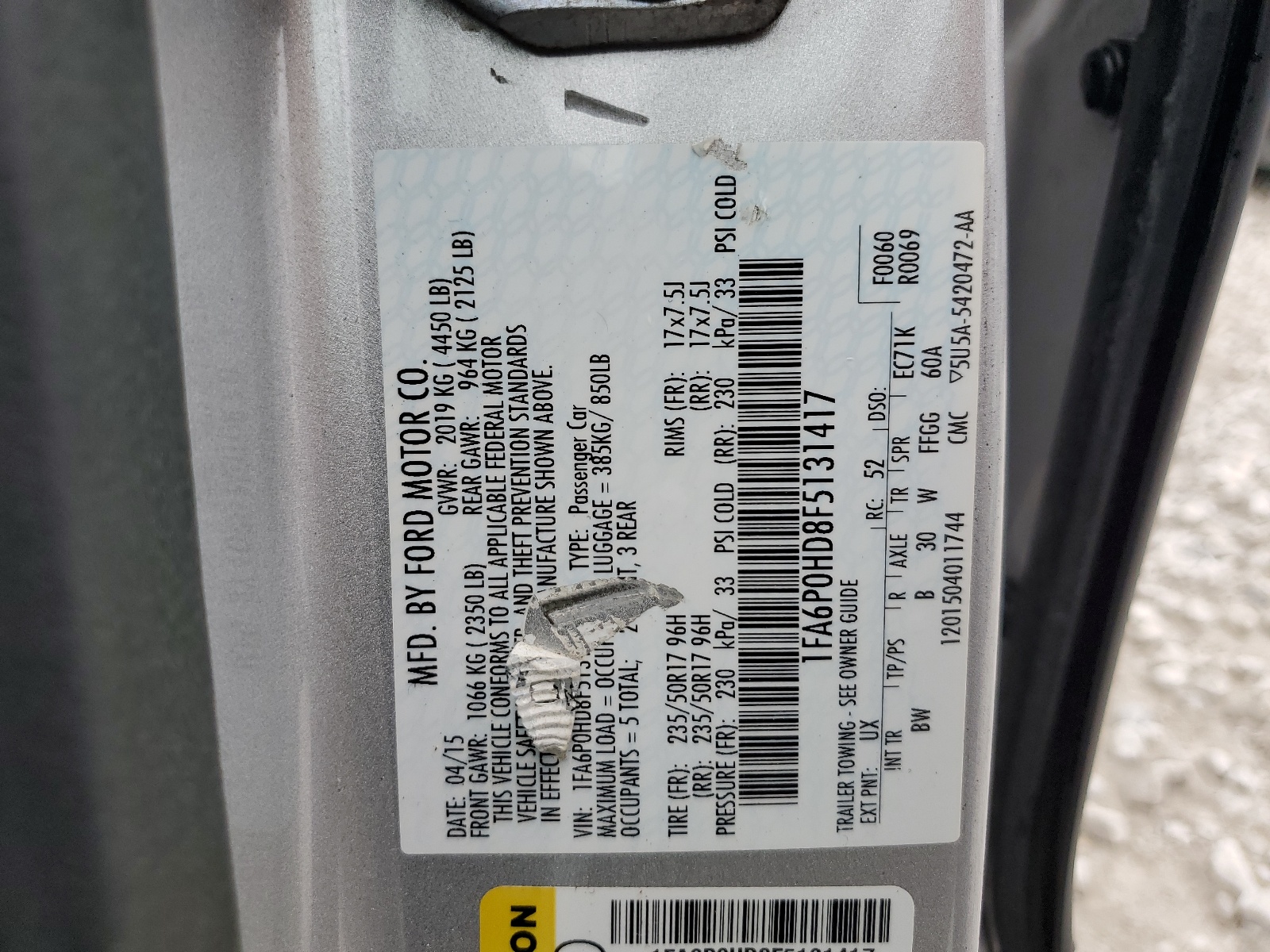 1FA6P0HD8F5131417 2015 Ford Fusion Se