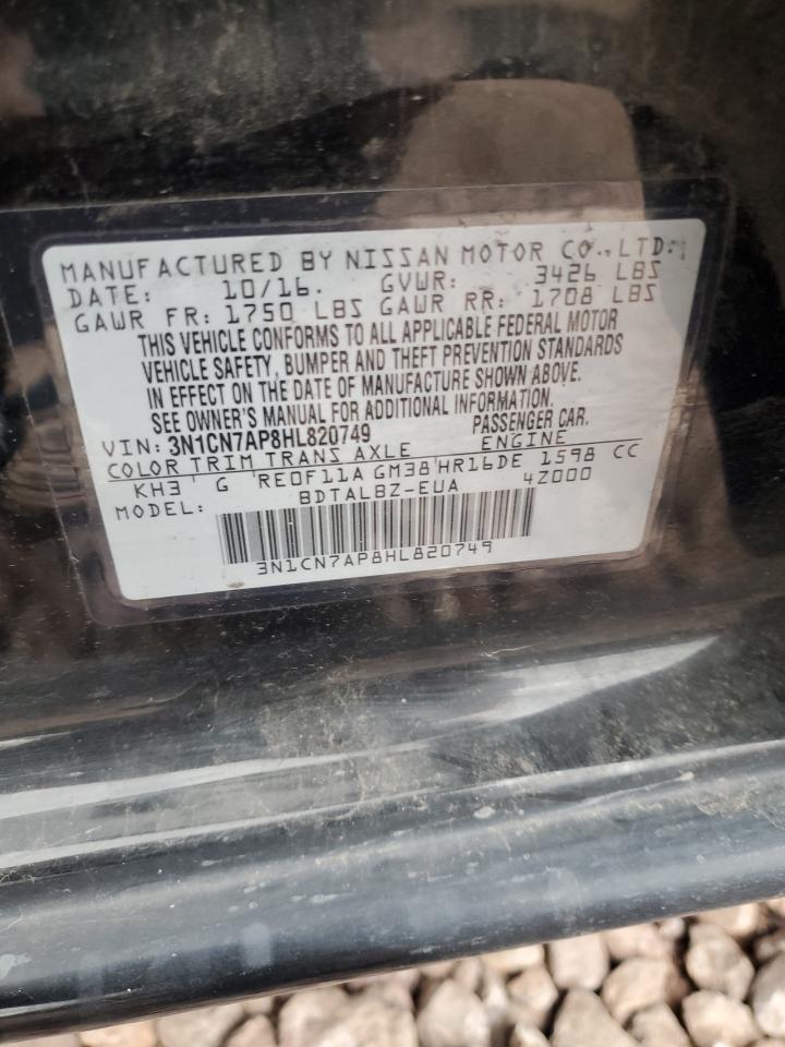 2017 Nissan Versa S VIN: 3N1CN7AP8HL820749 Lot: 48818674