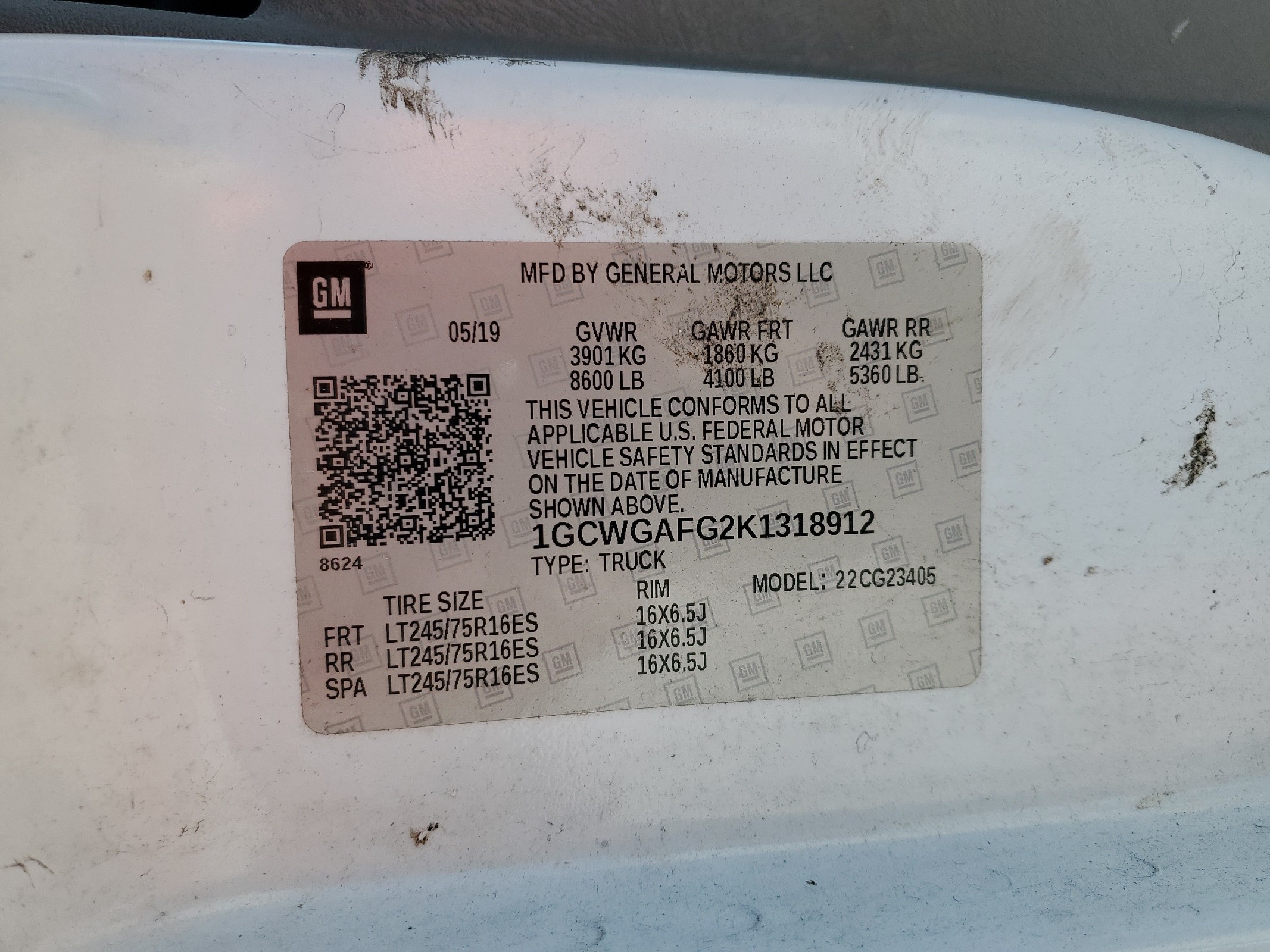 1GCWGAFG2K1318912 2019 Chevrolet Express G2500