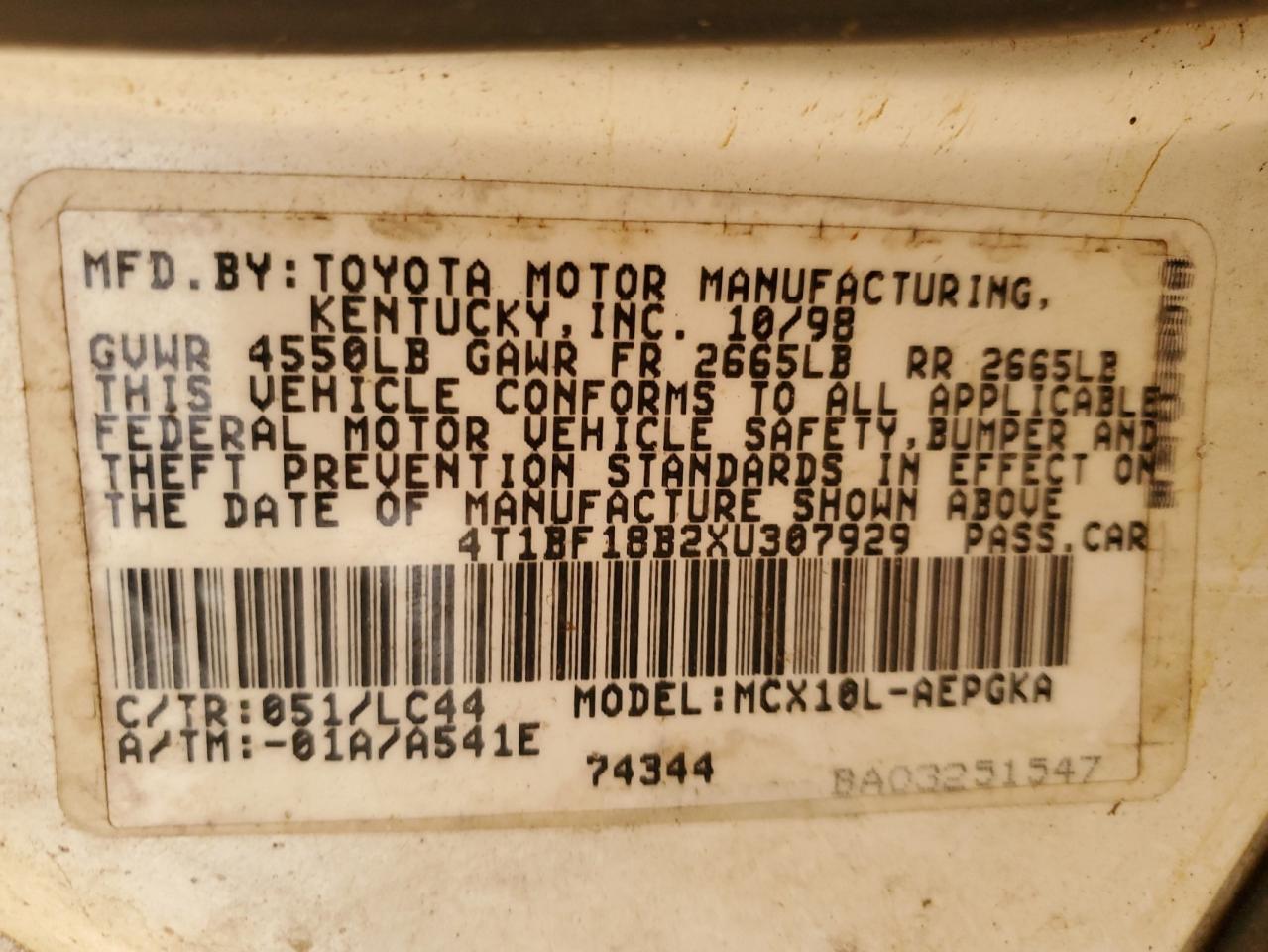 1999 Toyota Avalon Xl VIN: 4T1BF18B2XU307929 Lot: 51954334