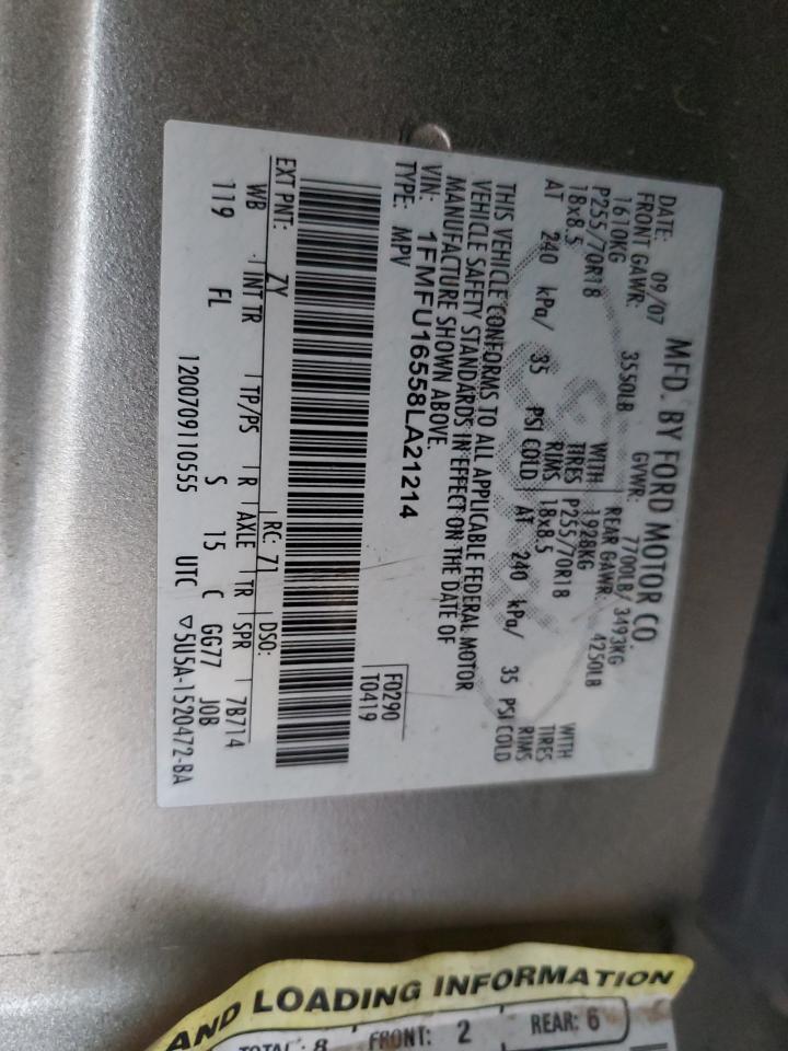 2008 Ford Expedition Xlt VIN: 1FMFU16558LA21214 Lot: 52875024