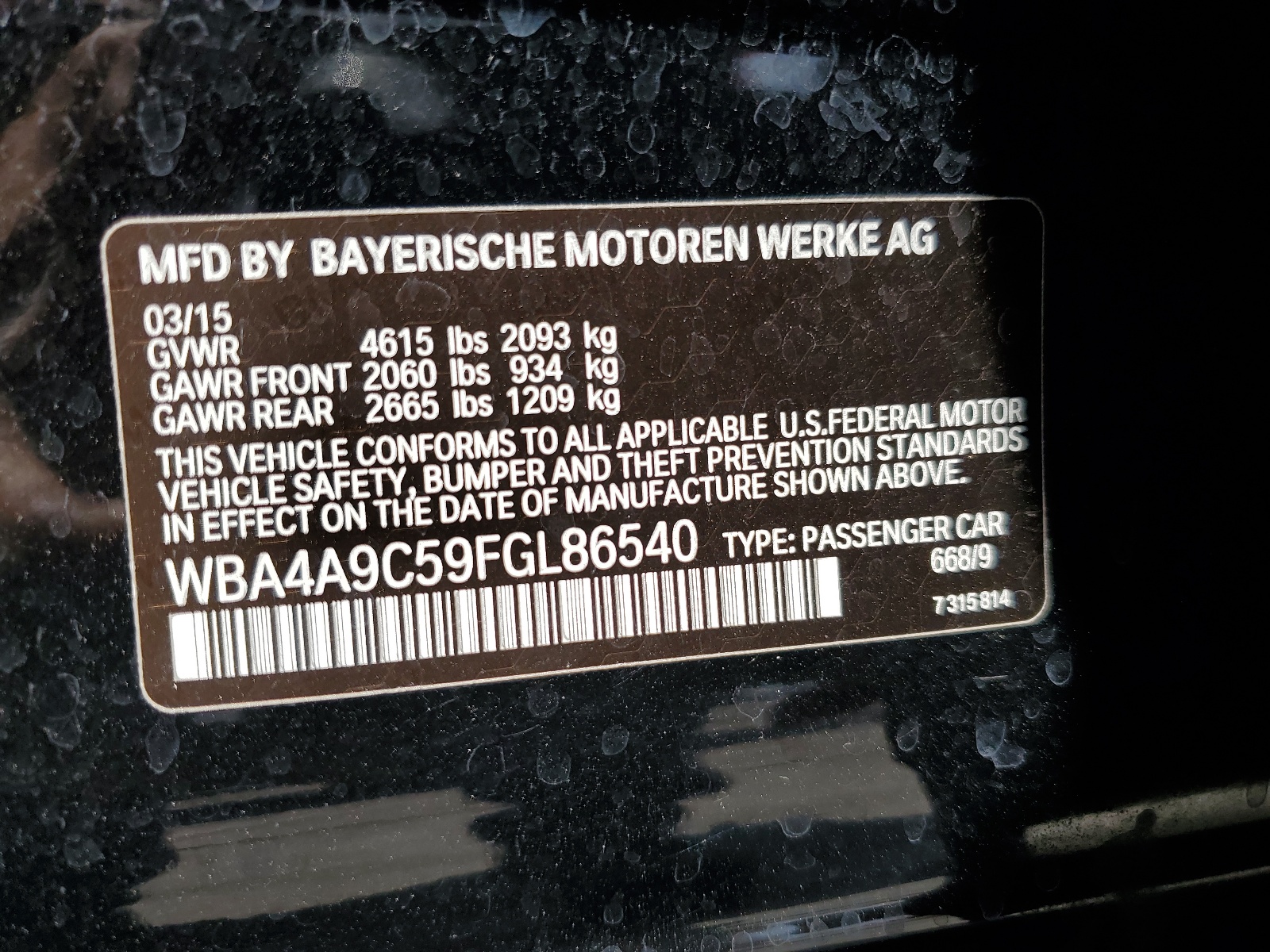 WBA4A9C59FGL86540 2015 BMW 428 I Gran Coupe Sulev