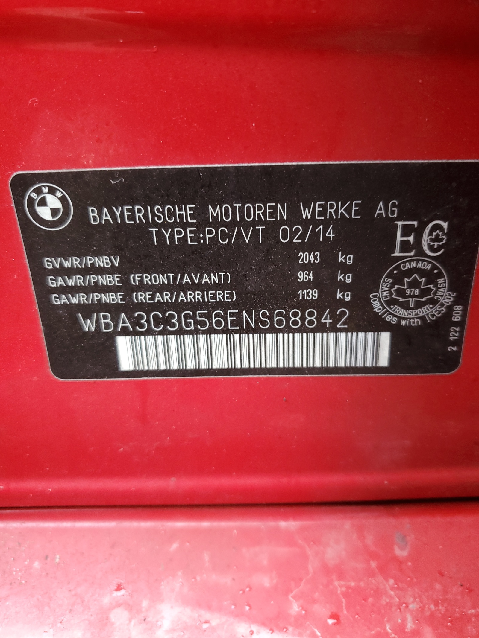 WBA3C3G56ENS68842 2014 BMW 320 I xDrive