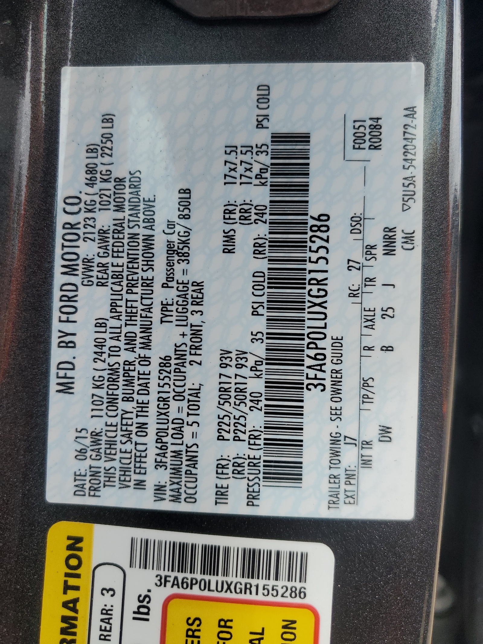 3FA6P0LUXGR155286 2016 Ford Fusion Se Hybrid