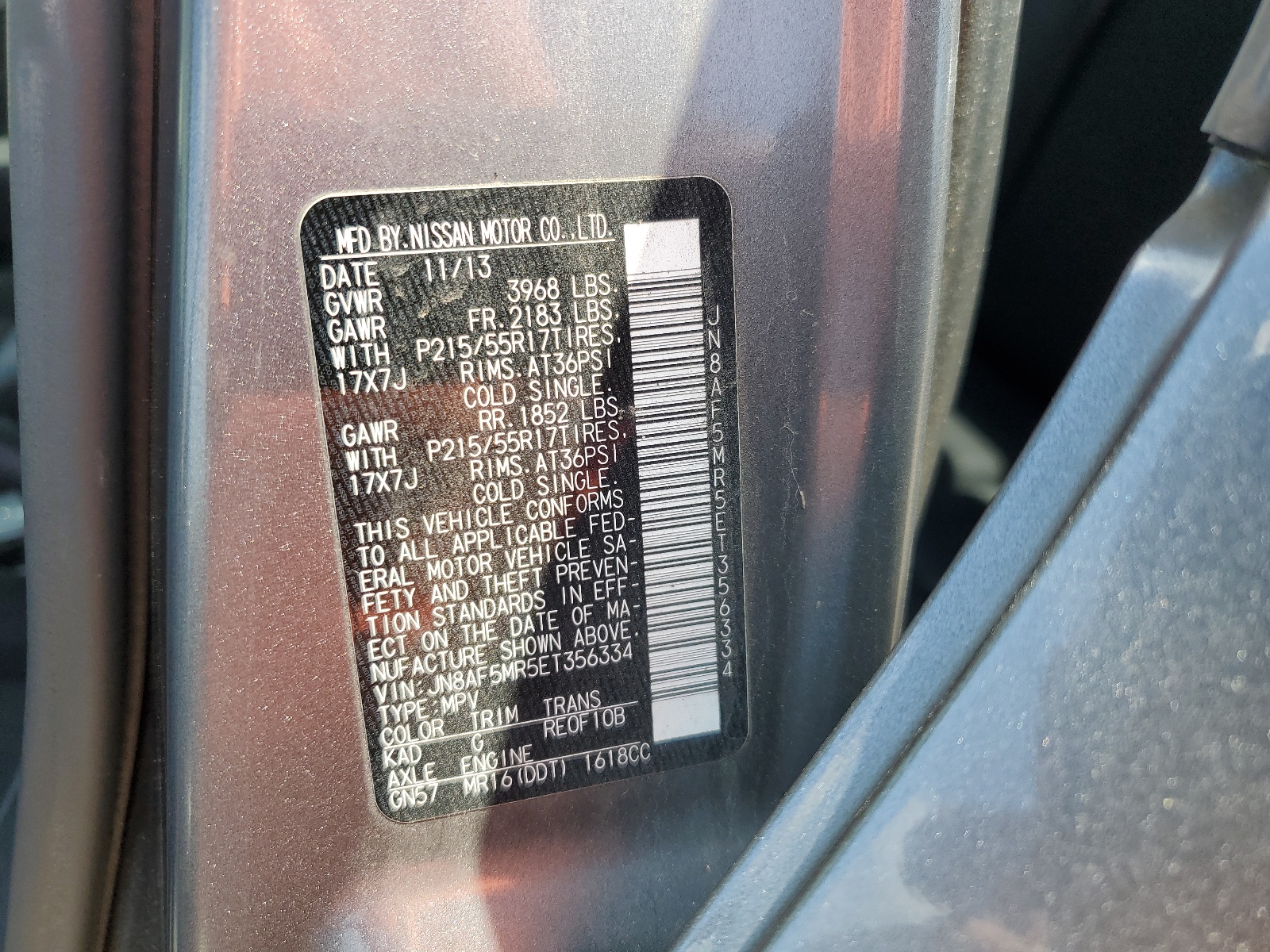 JN8AF5MR5ET356334 2014 Nissan Juke S