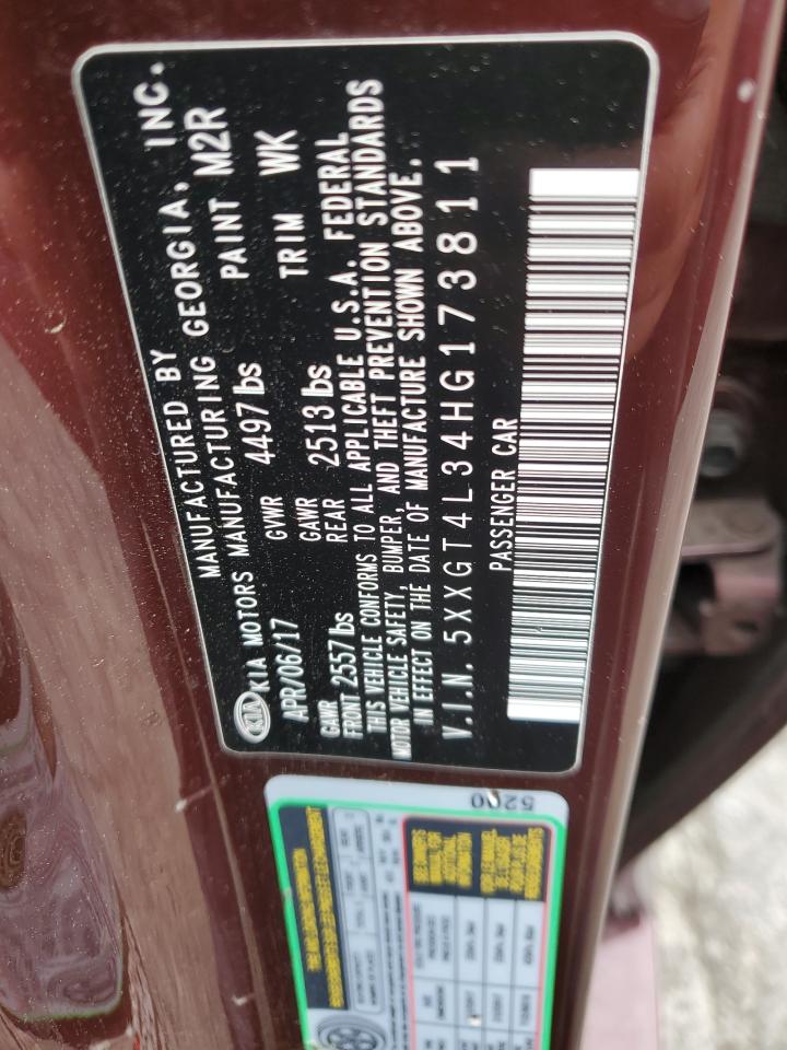 2017 Kia Optima Lx VIN: 5XXGT4L34HG173811 Lot: 51649414