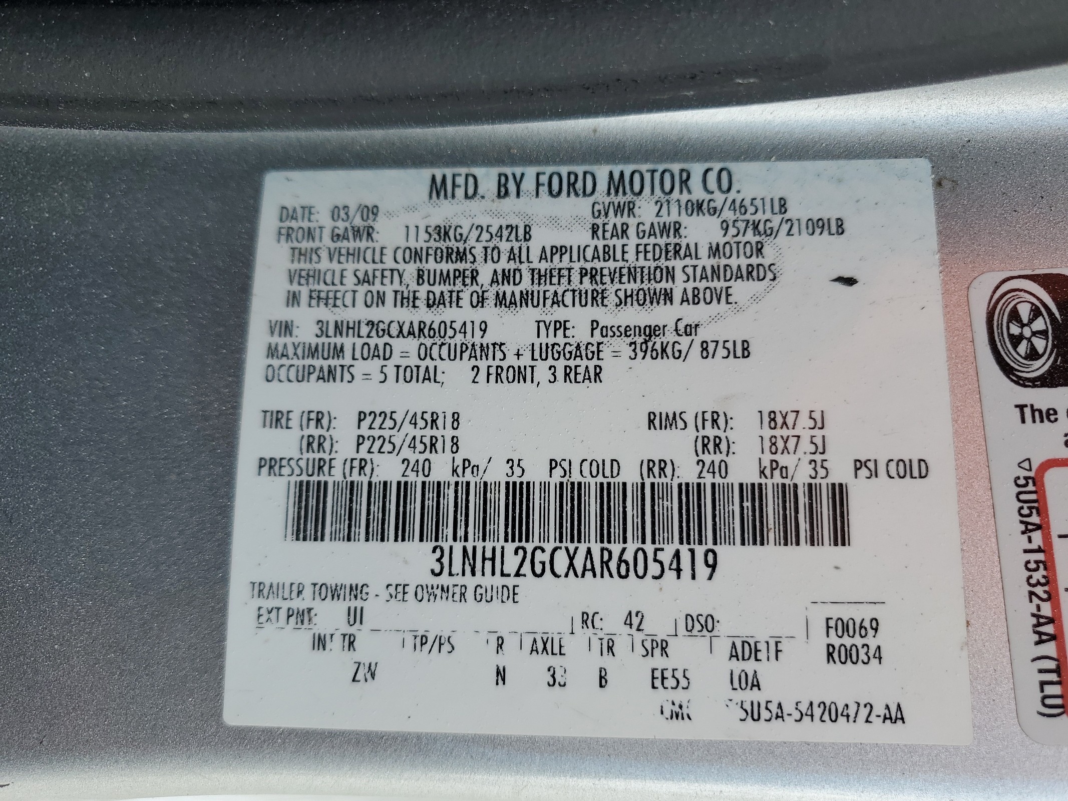 3LNHL2GCXAR605419 2010 Lincoln Mkz