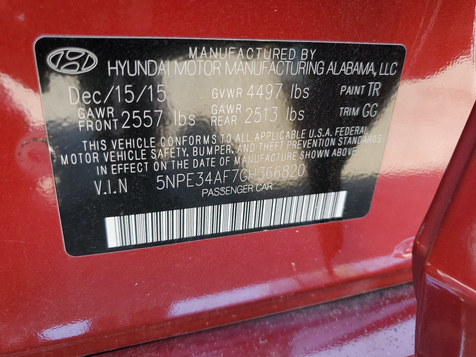 5NPE34AF7GH366820 2016 Hyundai Sonata Sport