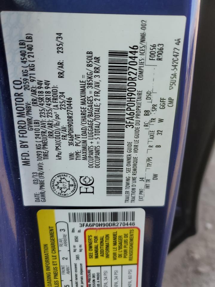 2013 Ford Fusion Se VIN: 3FA6P0H90DR270446 Lot: 48969884