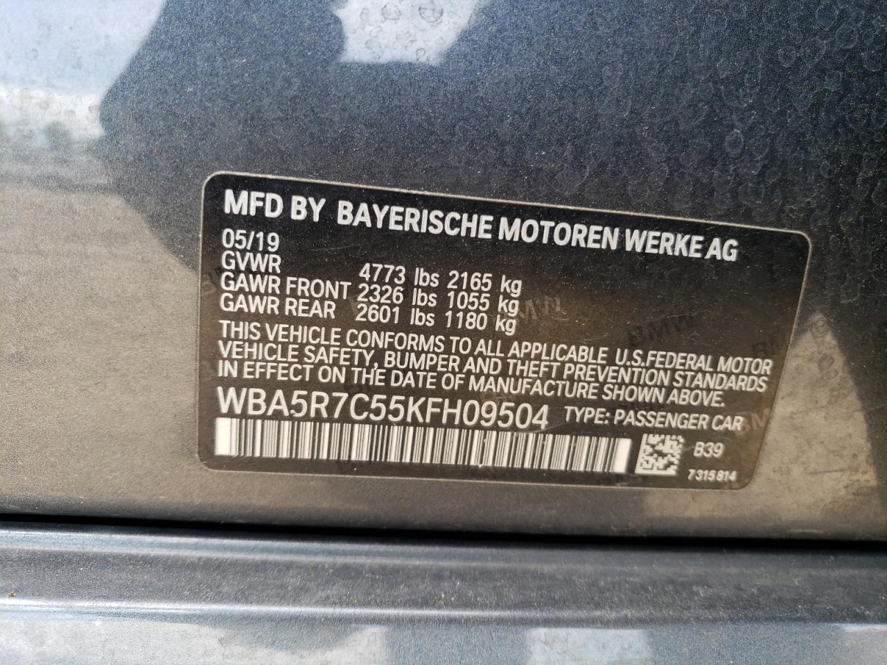 VIN WBA5R7C55KFH09504 2019 BMW 3 SERIES no.12