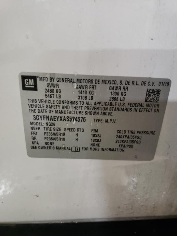 2010 Cadillac Srx Luxury Collection VIN: 3GYFNAEYXAS574576 Lot: 49190344