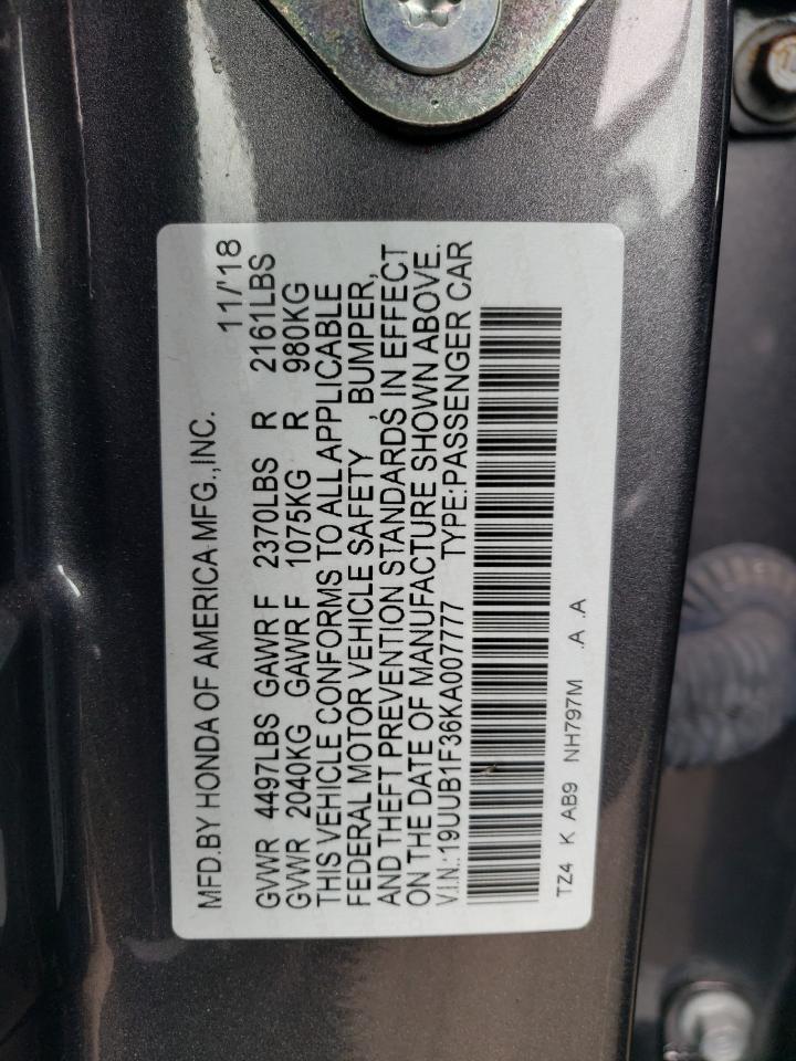 19UUB1F36KA007777 2019 Acura Tlx