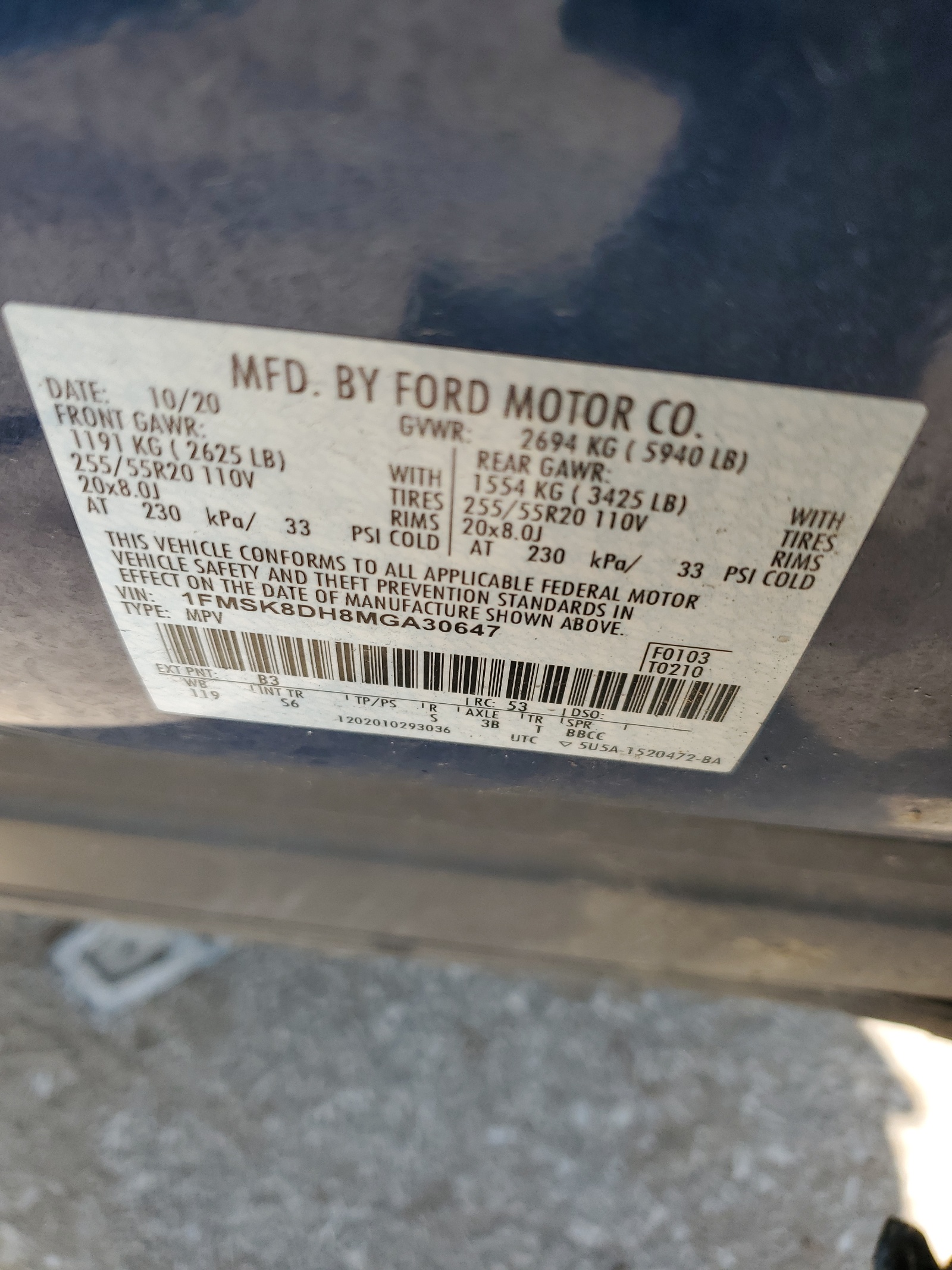 1FMSK8DH8MGA30647 2021 Ford Explorer Xlt