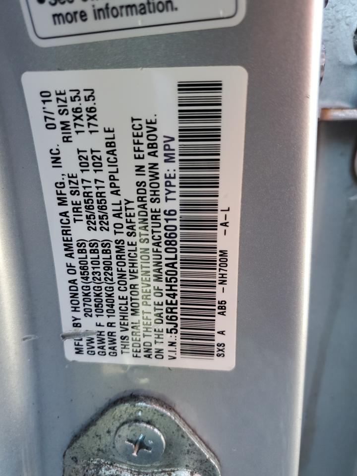2010 Honda Cr-V Ex VIN: 5J6RE4H50AL086016 Lot: 50146684