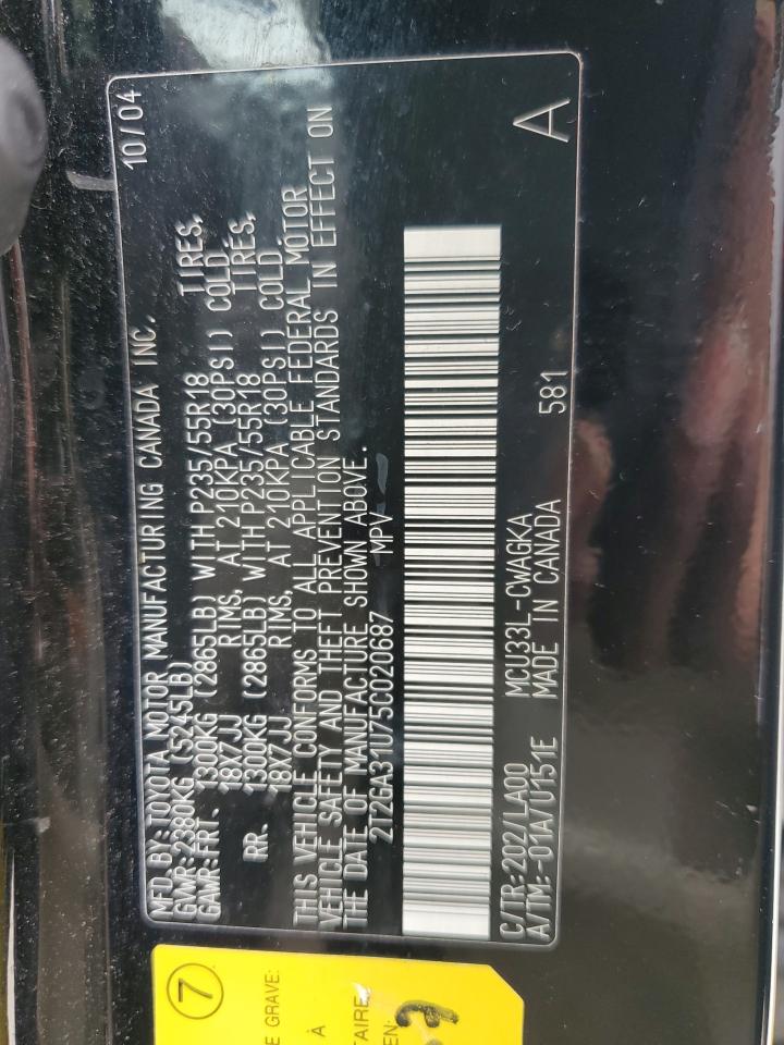 2005 Lexus Rx 330 VIN: 2T2GA31U75C020687 Lot: 51270444