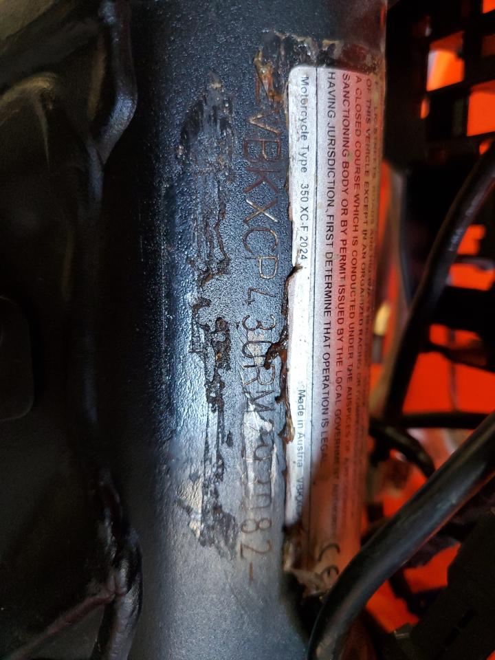 2024 Ktm 350 Xc-F VIN: VBKXCP430RM293082 Lot: 51652224