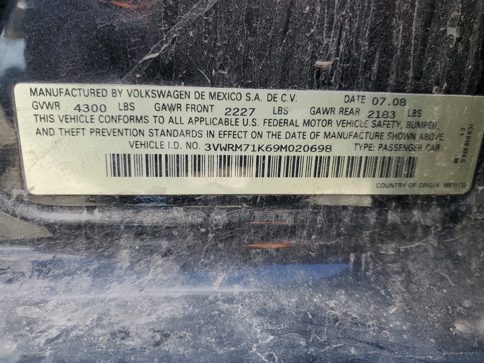 3VWRM71K69M020698 2009 Volkswagen Jetta Se