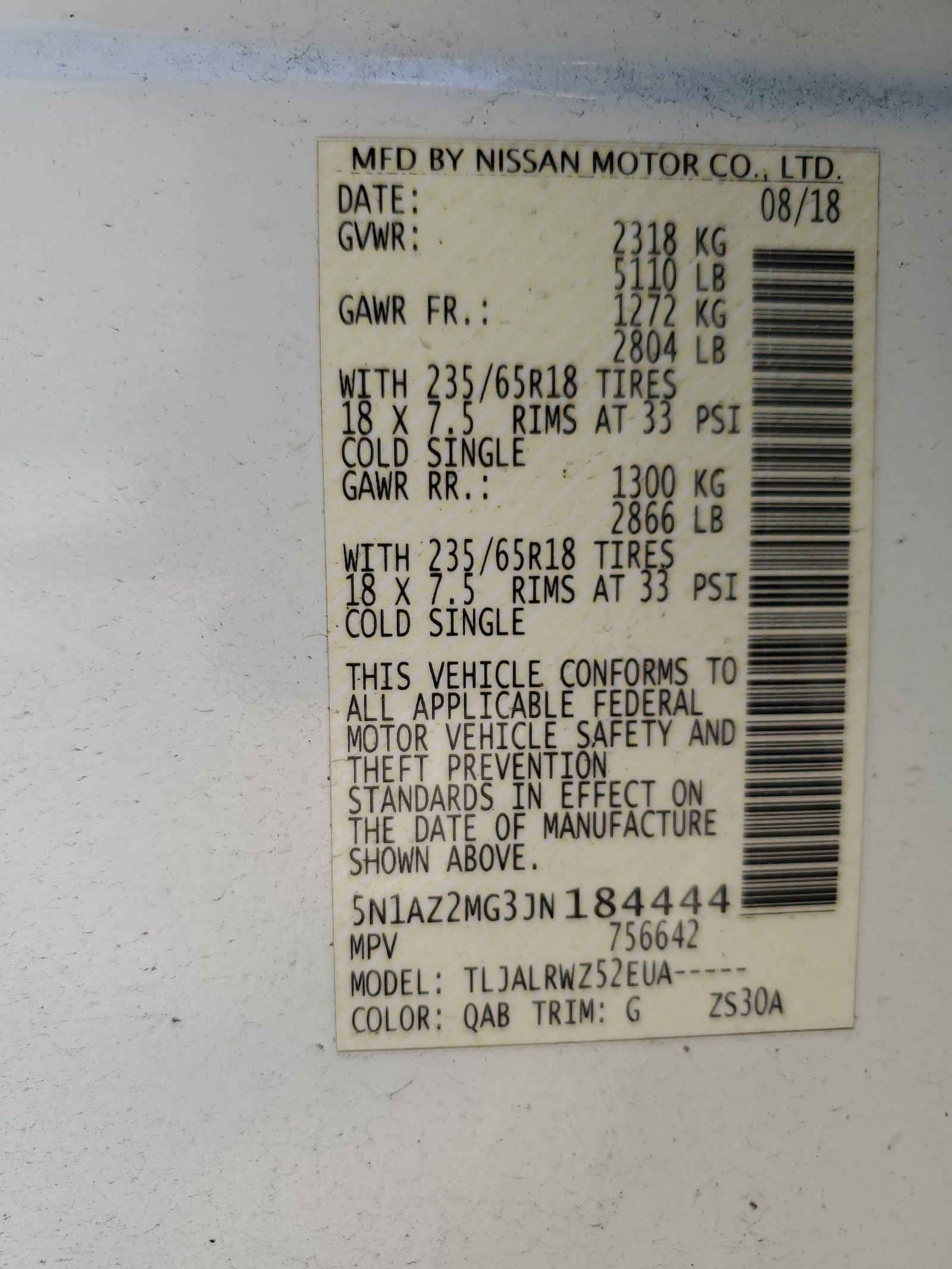 5N1AZ2MG3JN184444 2018 Nissan Murano S