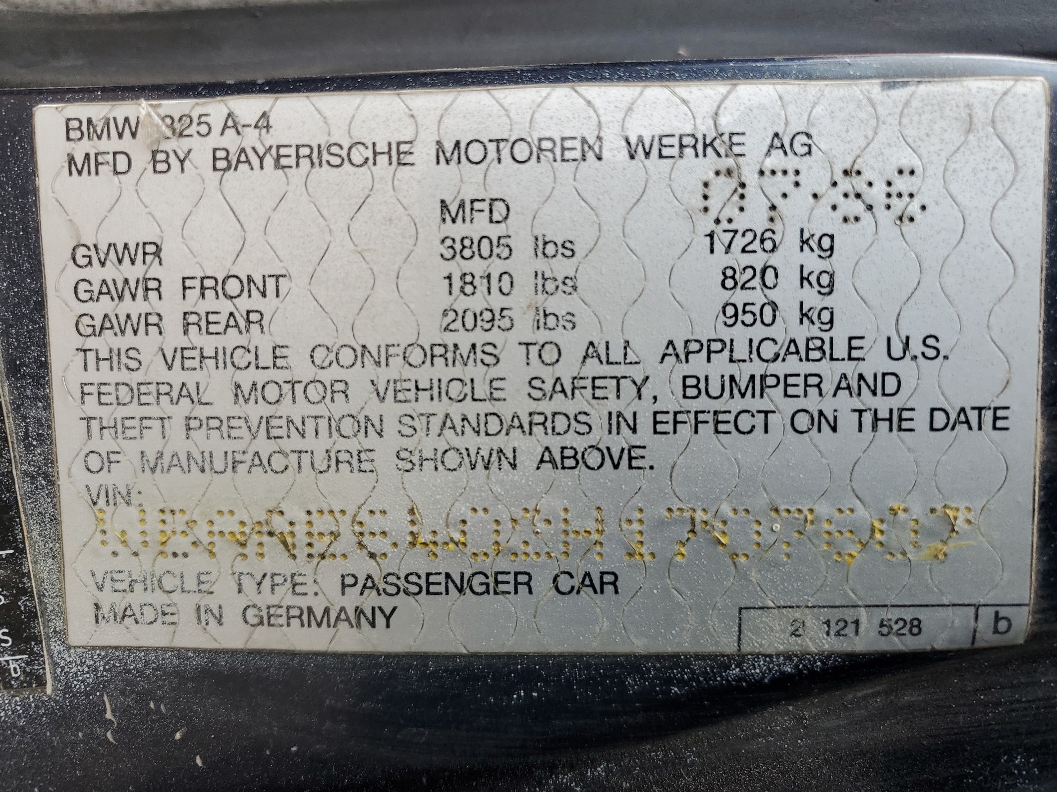 WBAAE6402H1707607 1987 BMW 325 E Automatic