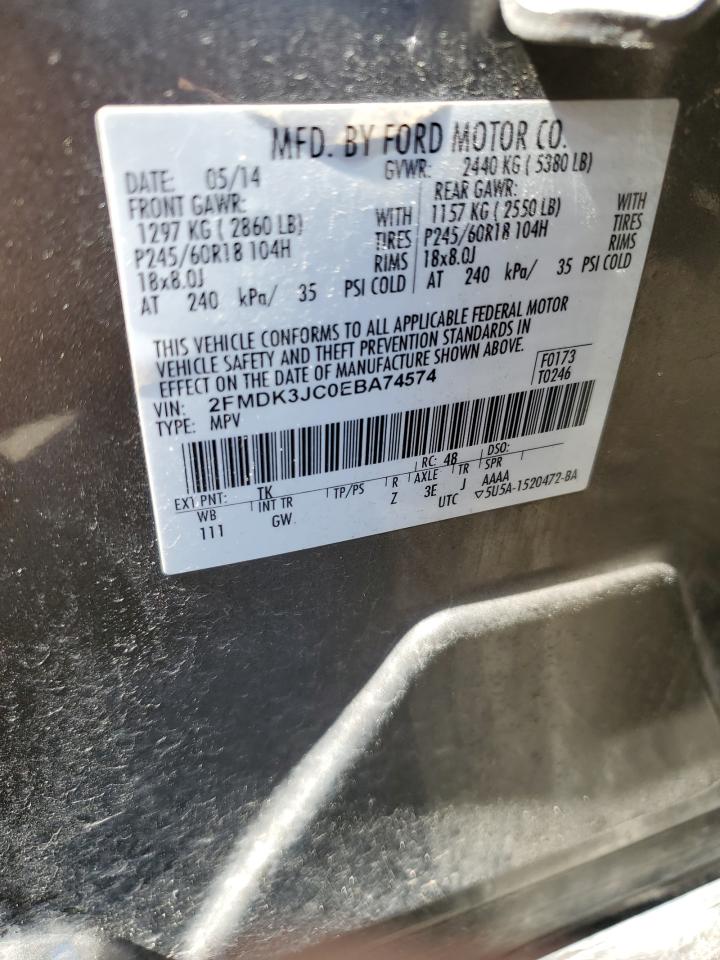 2014 Ford Edge Sel VIN: 2FMDK3JC0EBA74574 Lot: 53205794