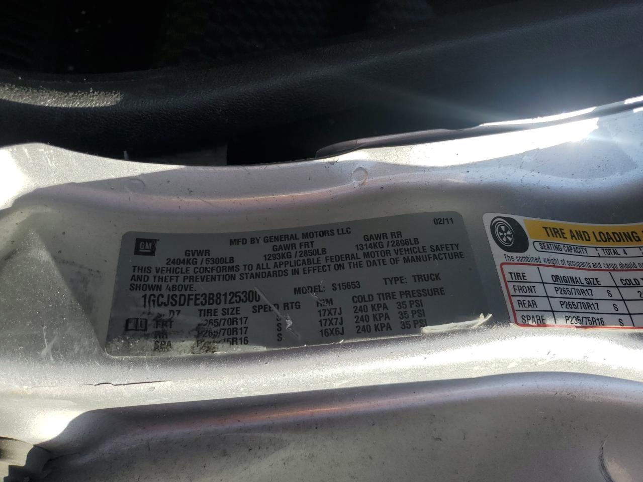 2011 Chevrolet Colorado Lt VIN: 1GCJSDFE3B8125300 Lot: 51200764