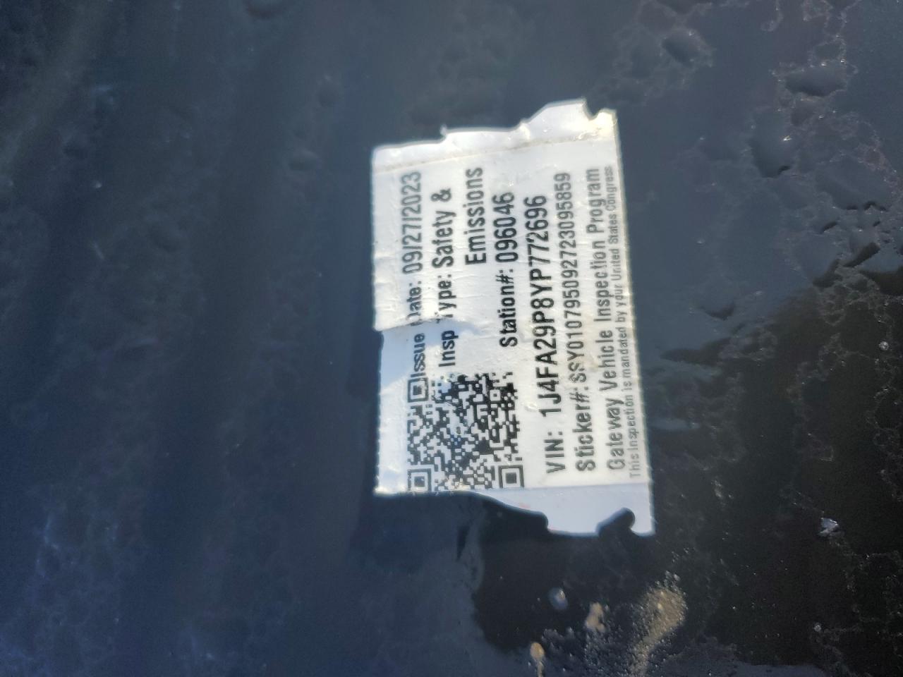 2000 Jeep Wrangler / Tj Se VIN: 1J4FA29P8YP772696 Lot: 51866344