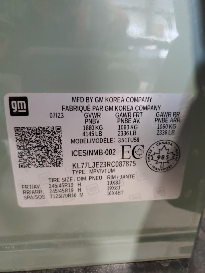 2024 Chevrolet Trax 2Rs VIN: KL77LJE23RC087875 Lot: 50945104