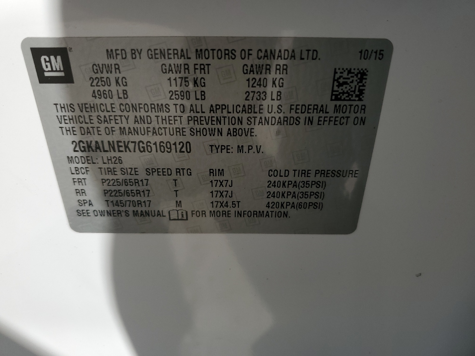 2GKALNEK7G6169120 2016 GMC Terrain Sle