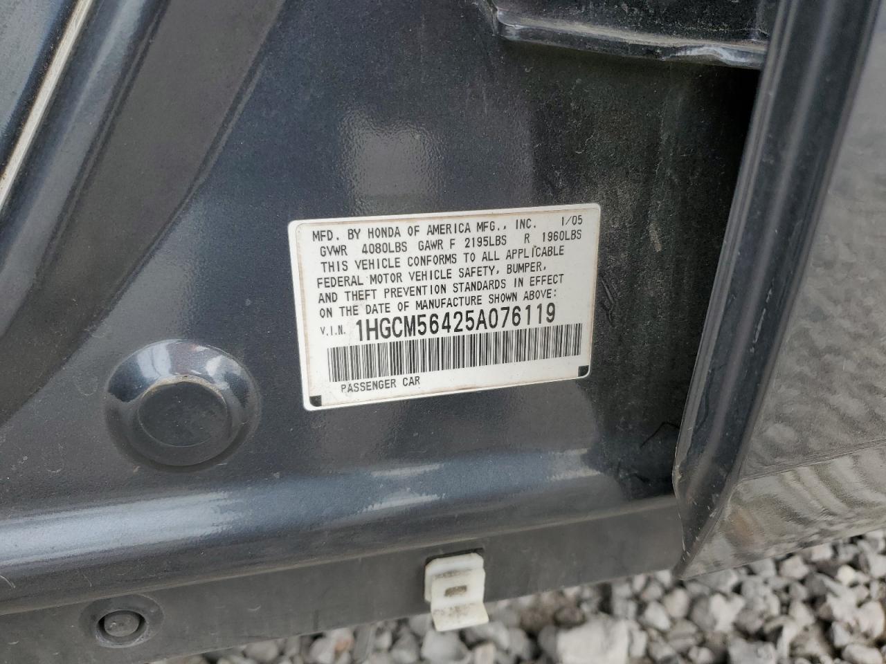 2005 Honda Accord Lx VIN: 1HGCM56425A076119 Lot: 49353134