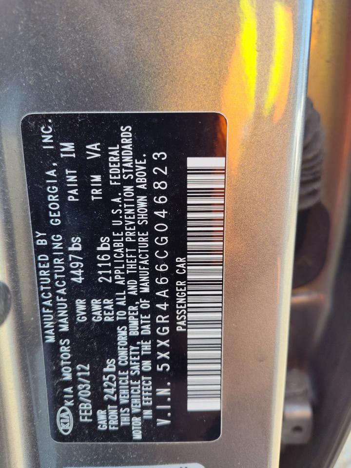 2012 Kia Optima Sx VIN: 5XXGR4A66CG046823 Lot: 51656604