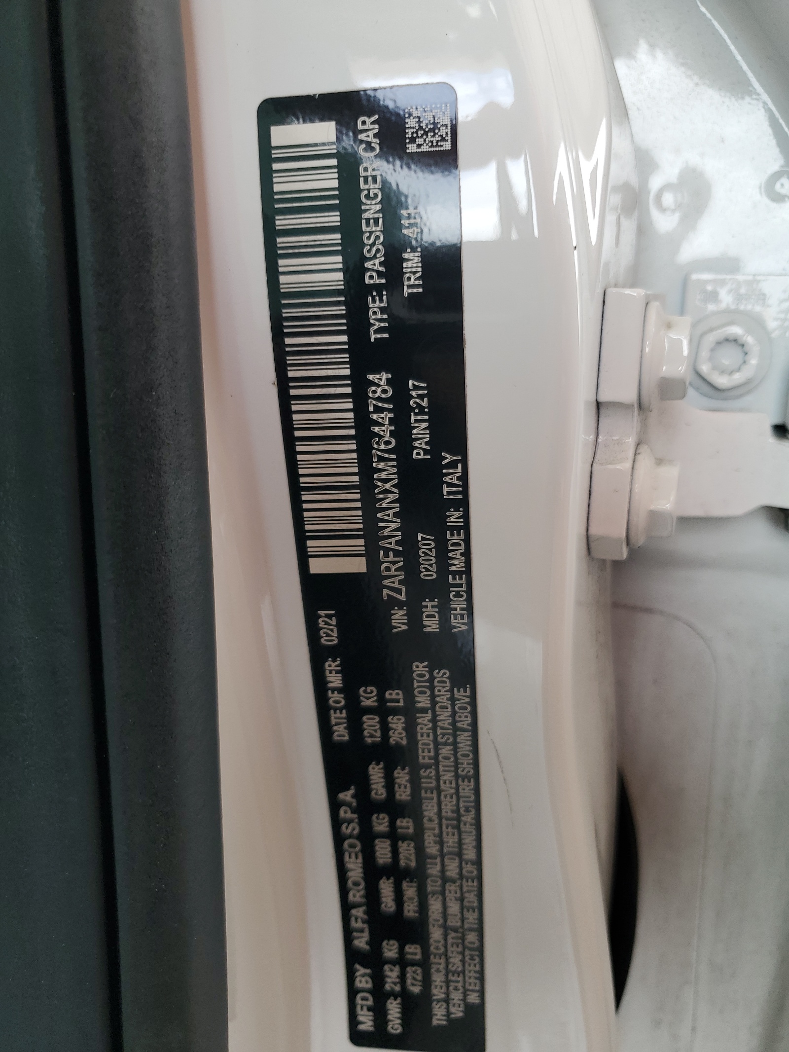 ZARFANANXM7644784 2021 Alfa Romeo Giulia Sport