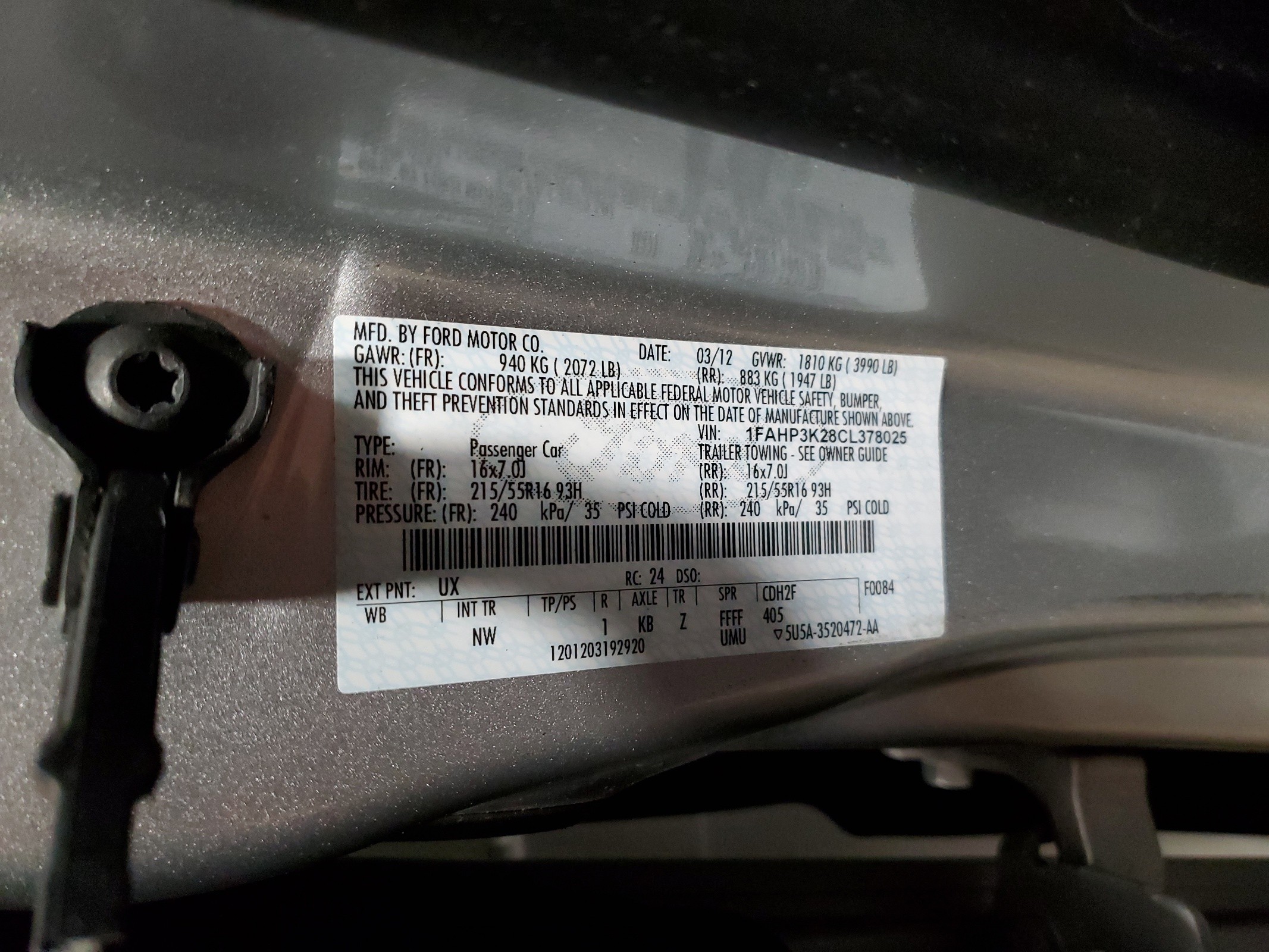 1FAHP3K28CL378025 2012 Ford Focus Se