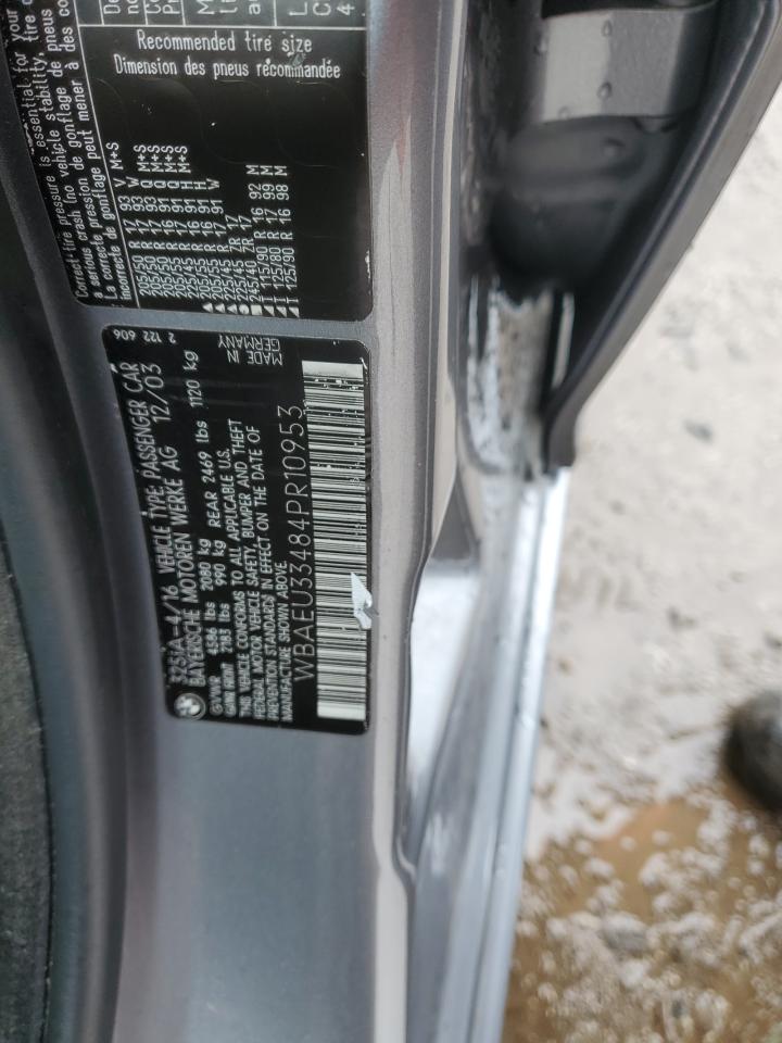 2004 BMW 325 Xi VIN: WBAEU33484PR10953 Lot: 49025254