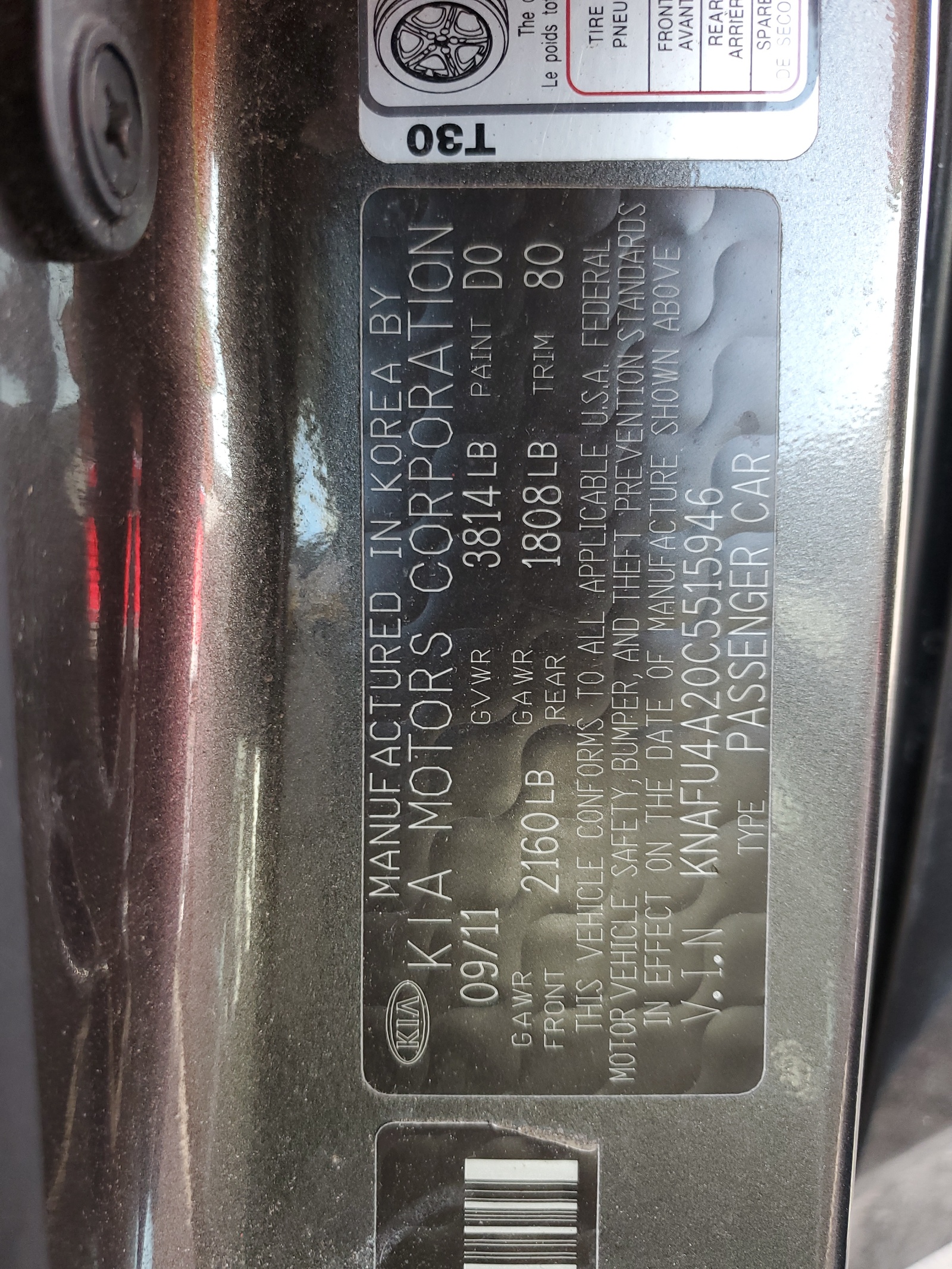 KNAFU4A20C5515946 2012 Kia Forte Ex