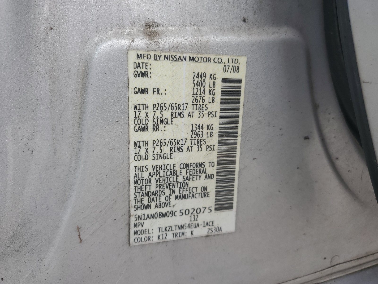 5N1AN08W09C502075 2009 Nissan Xterra Off Road