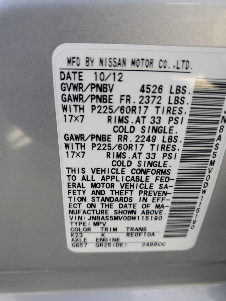 2013 Nissan Rogue S VIN: JN8AS5MV0DW115190 Lot: 50270824