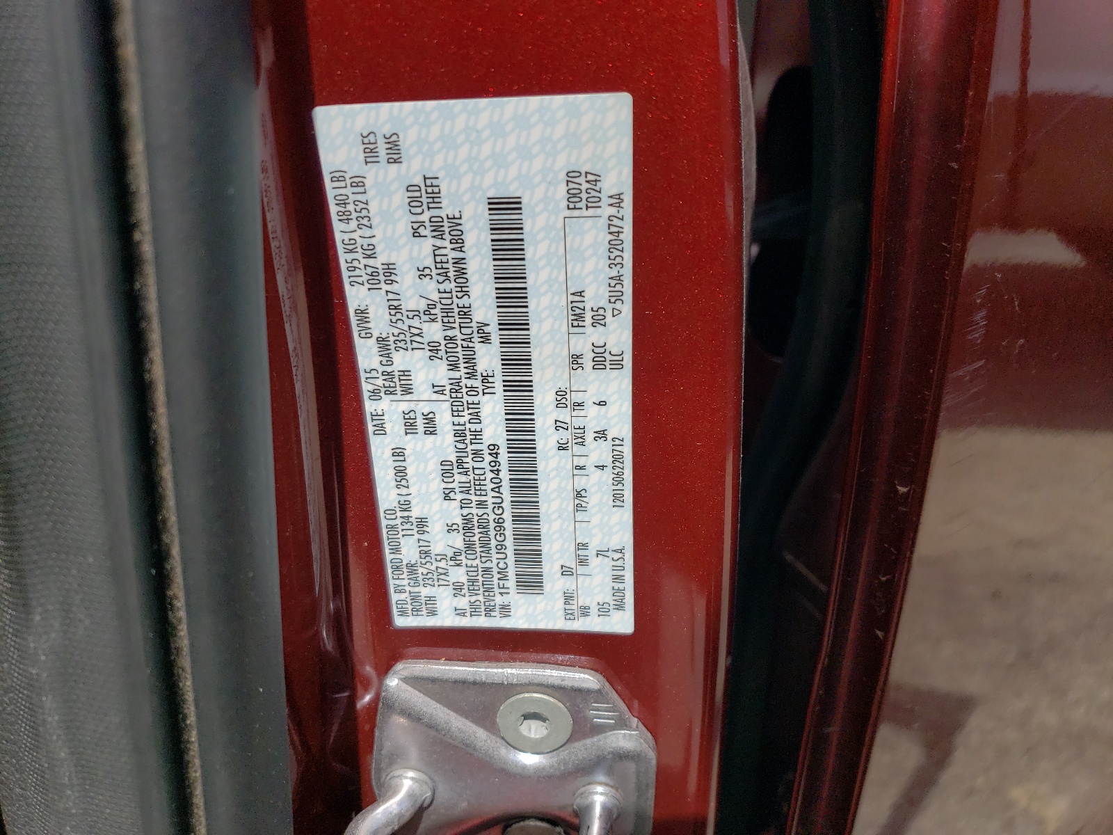 1FMCU9G96GUA04949 2016 Ford Escape Se