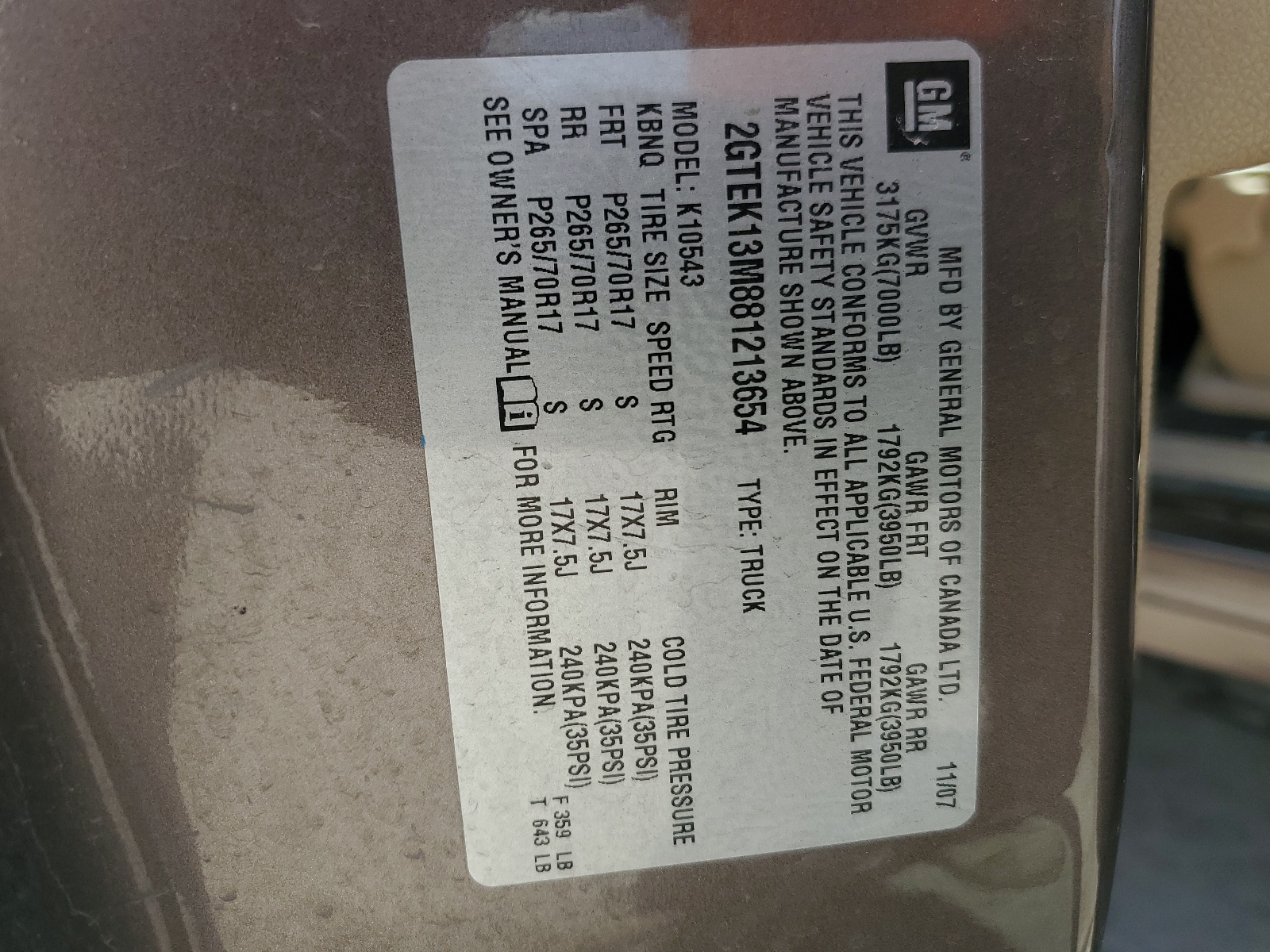 2GTEK13M881213654 2008 GMC Sierra K1500