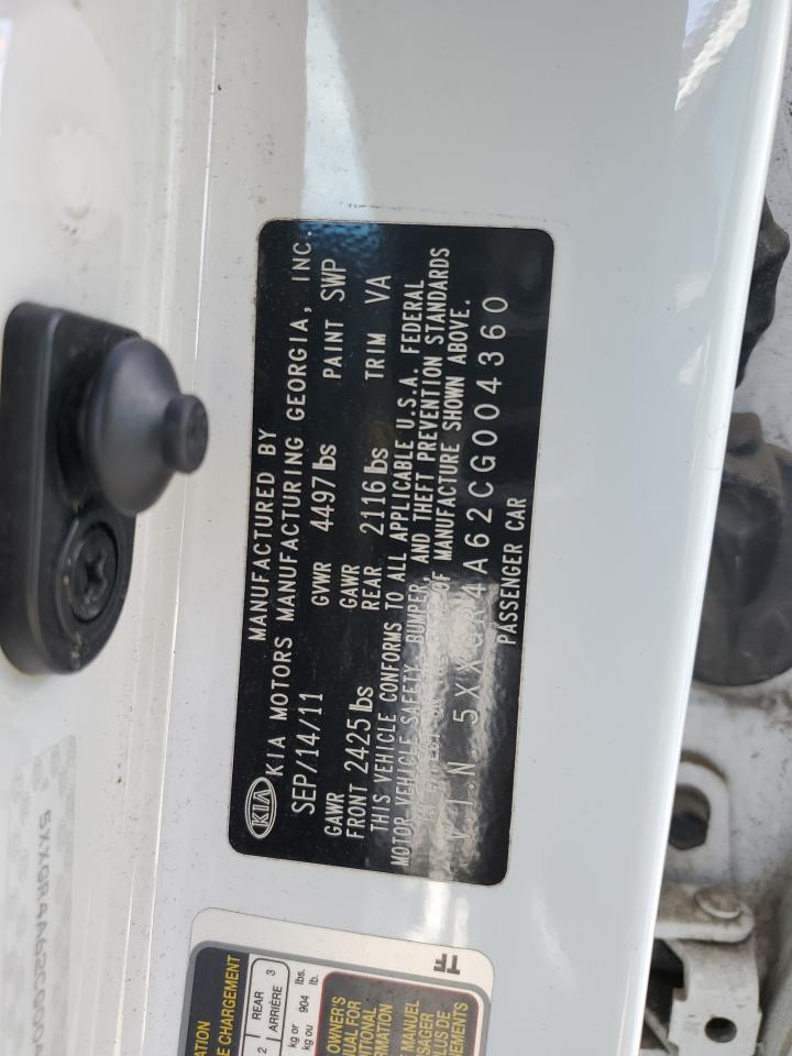 2012 Kia Optima Sx VIN: 5XXGR4A62CG004360 Lot: 52751824