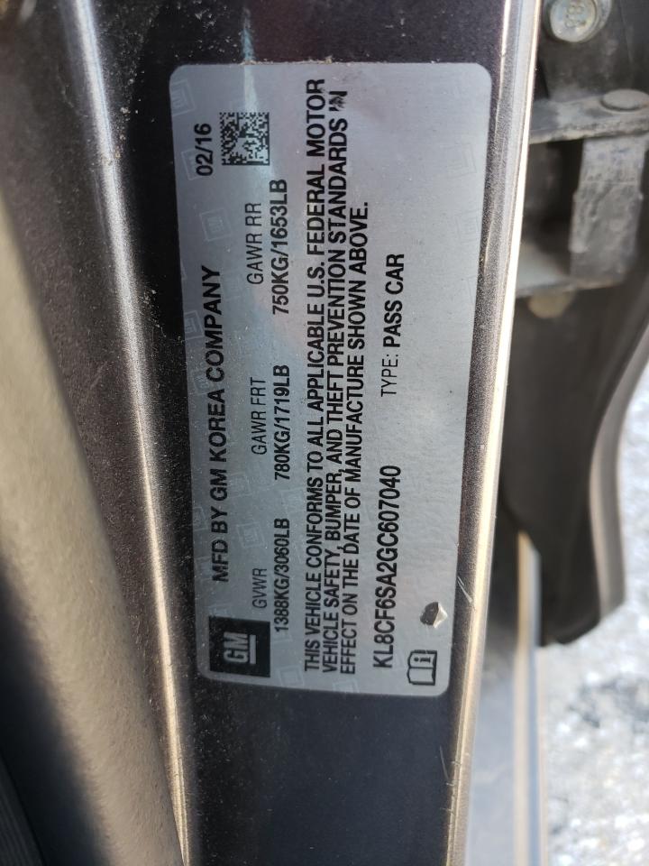 2016 Chevrolet Spark 2Lt VIN: KL8CF6SA2GC607040 Lot: 52836844