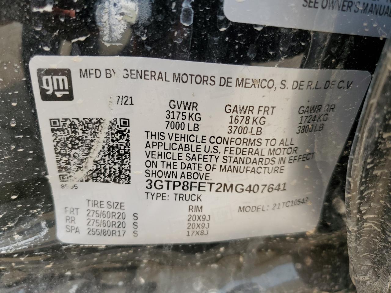 3GTP8FET2MG407641 2021 GMC Sierra C1500 Denali