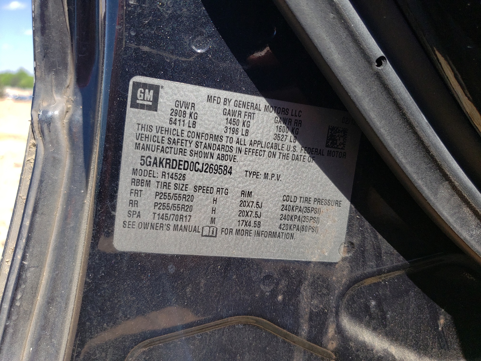 5GAKRDED0CJ269584 2012 Buick Enclave