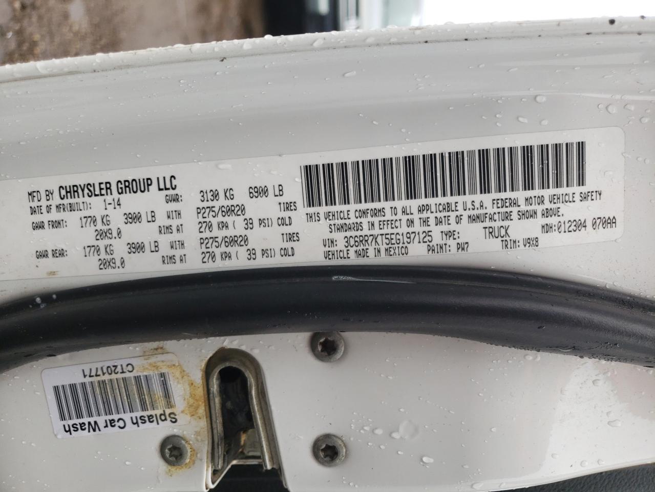 2014 Ram 1500 St VIN: 3C6RR7KT5EG197125 Lot: 52473054