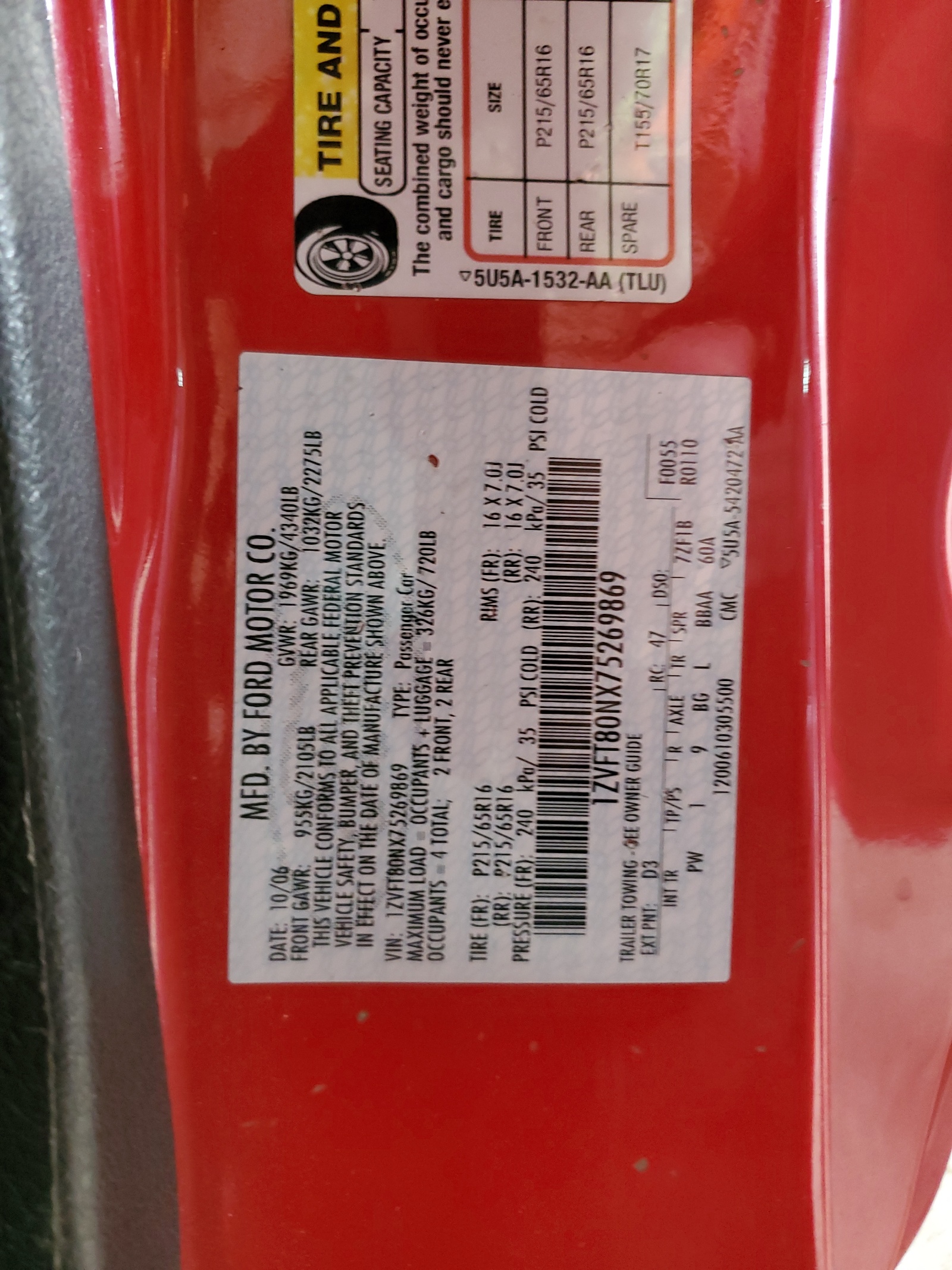 1ZVFT80NX75269869 2007 Ford Mustang