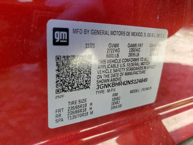 2022 CHEVROLET BLAZER 2LT 3GNKBHR42NS124849  51562964