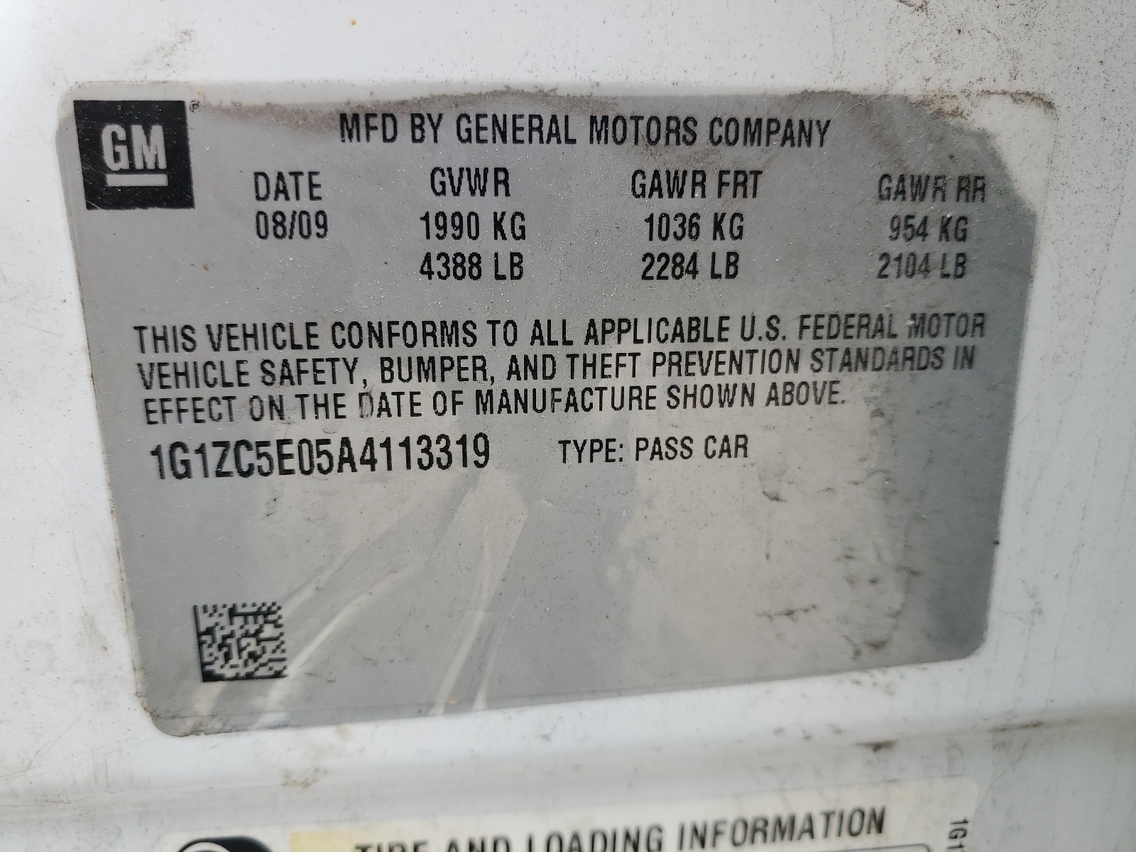 1G1ZC5E05A4113319 2010 Chevrolet Malibu 1Lt