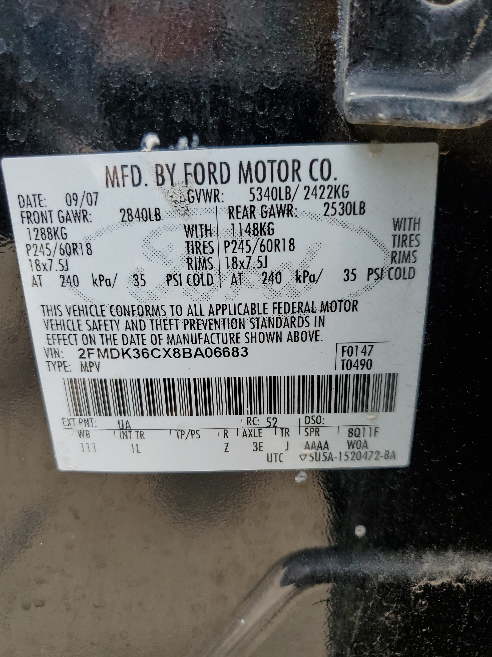 2FMDK36CX8BA06683 2008 Ford Edge Se