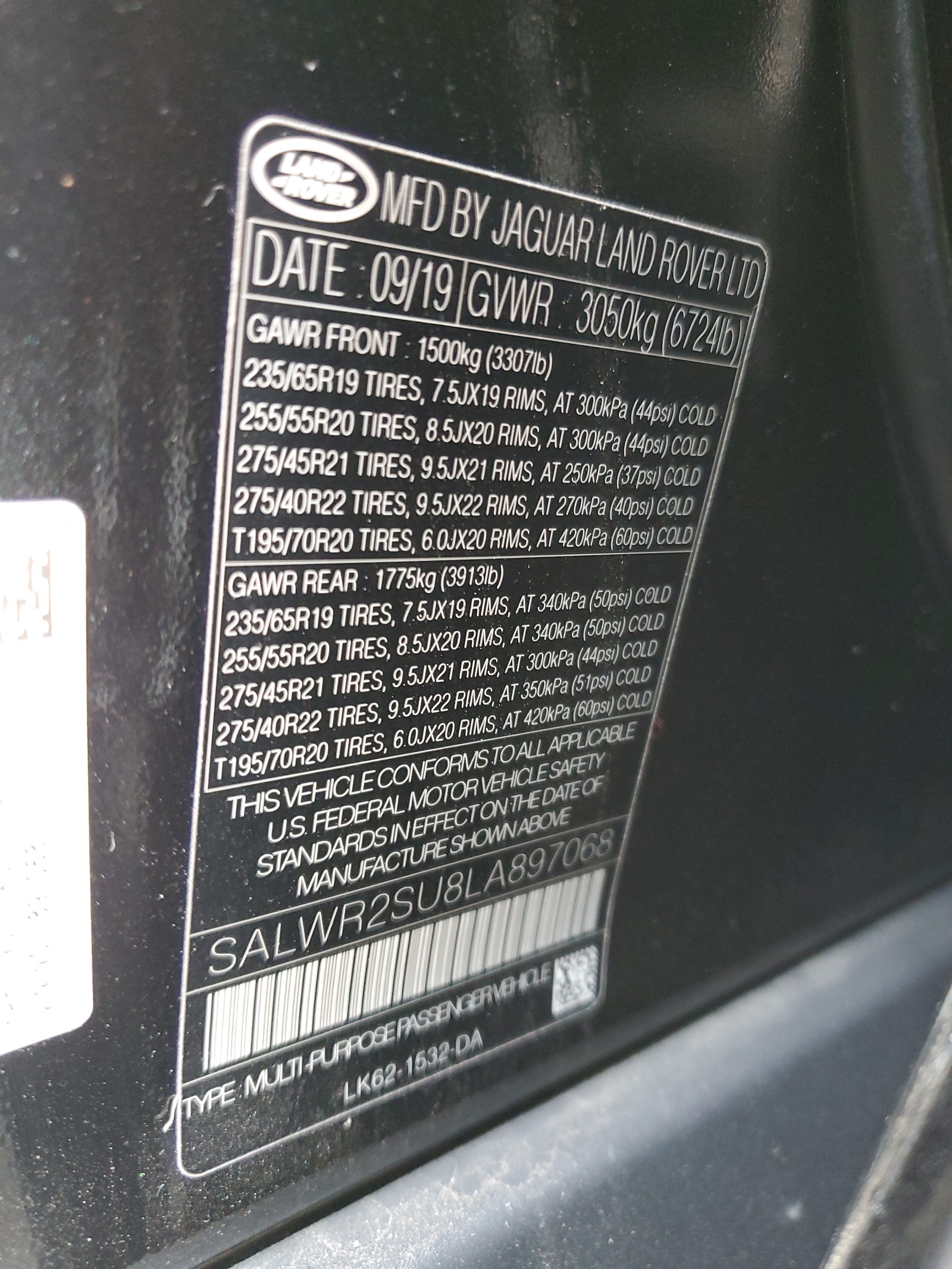 SALWR2SU8LA897068 2020 Land Rover Range Rover Sport Hse