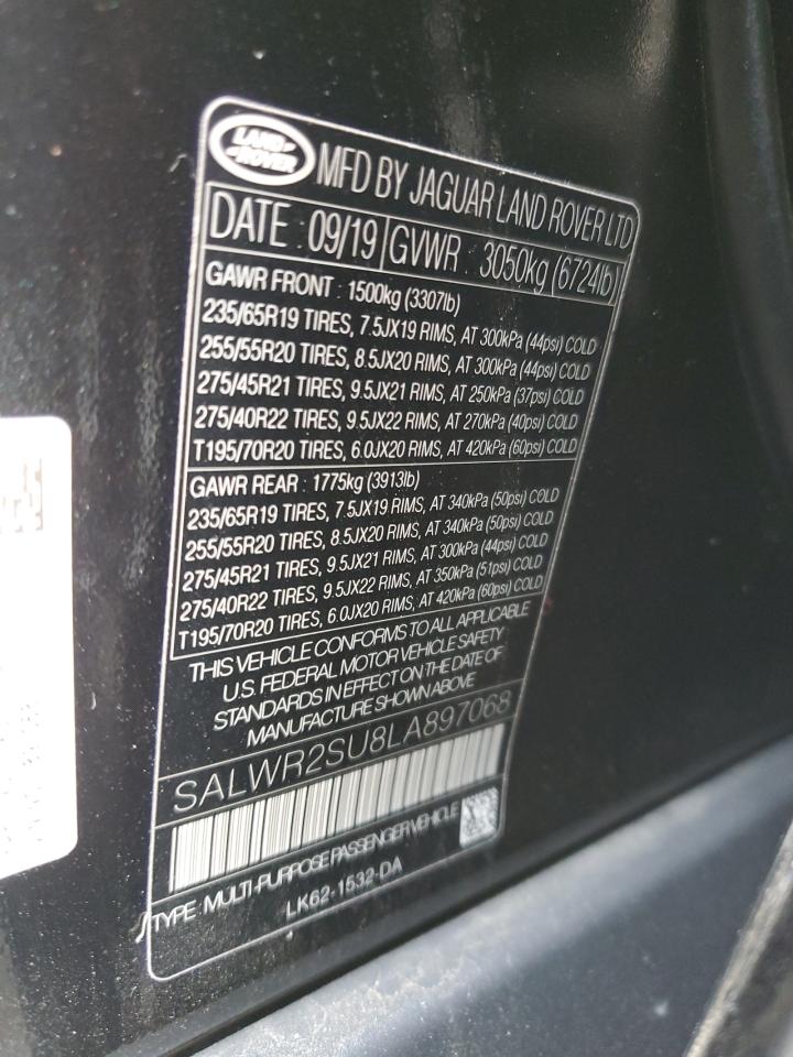 2020 Land Rover Range Rover Sport Hse VIN: SALWR2SU8LA897068 Lot: 48512394