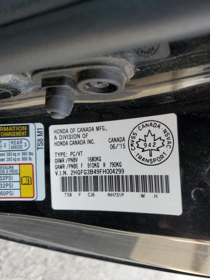 2HGFG3B49FH004299 2015 Honda Civic Lx